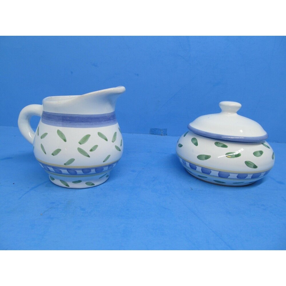 Williams Sonoma Tournesol Italy Sugar Bowl With Lid And Creamer EUC